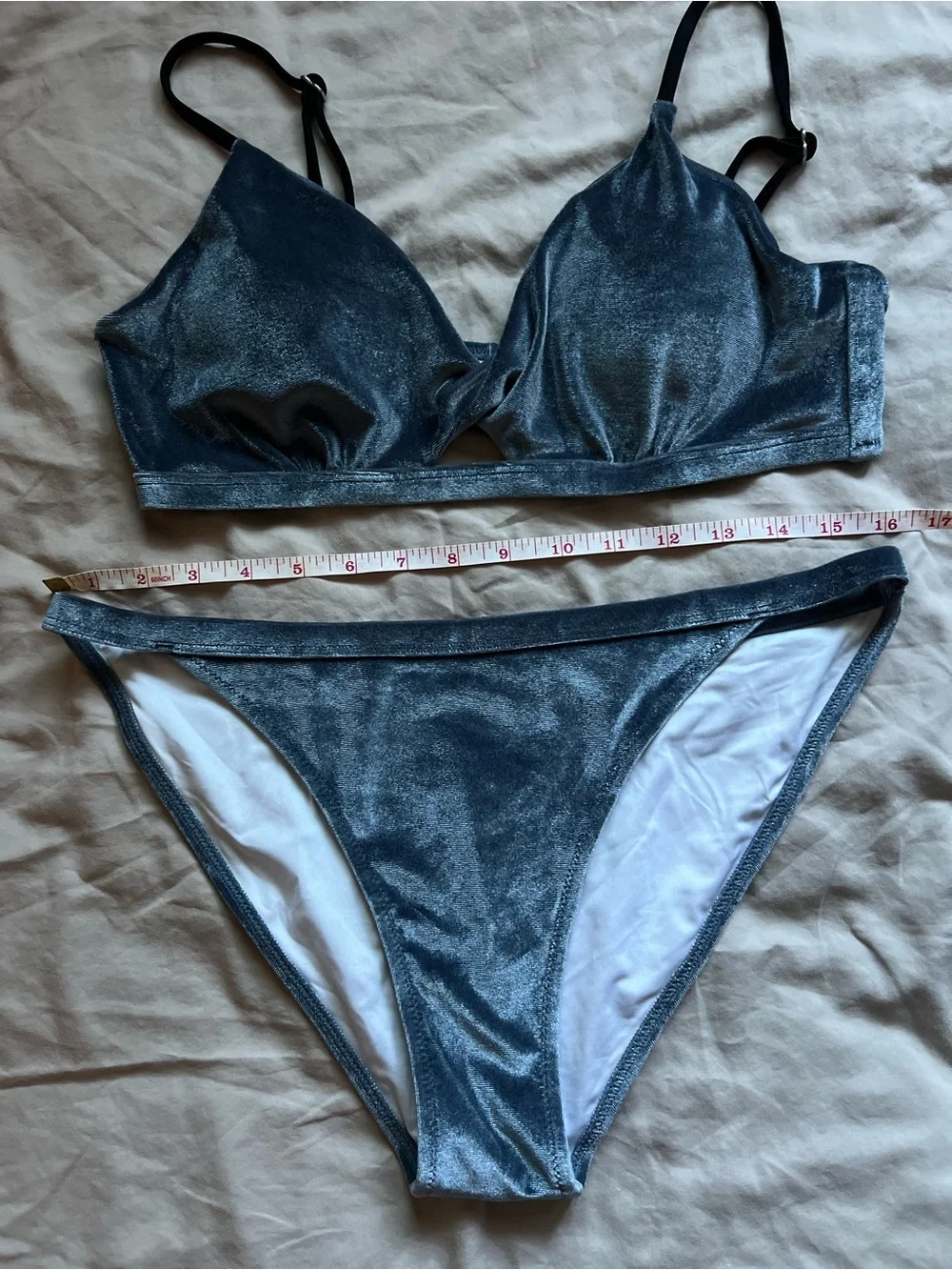 Shimmery Blue Velvet Bikini Set